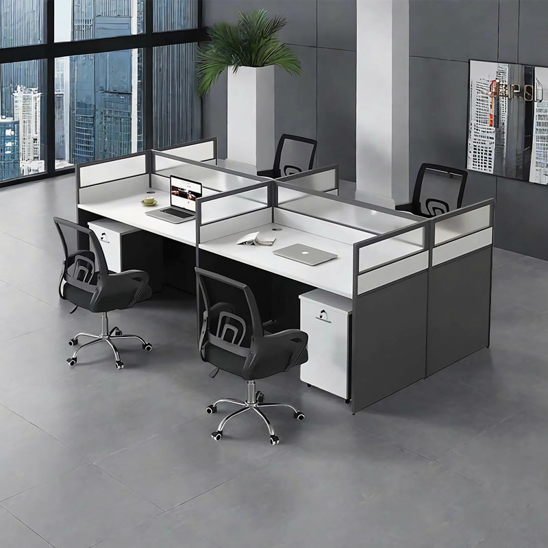 Rectangle 4 Person Benching Workstation with Cable