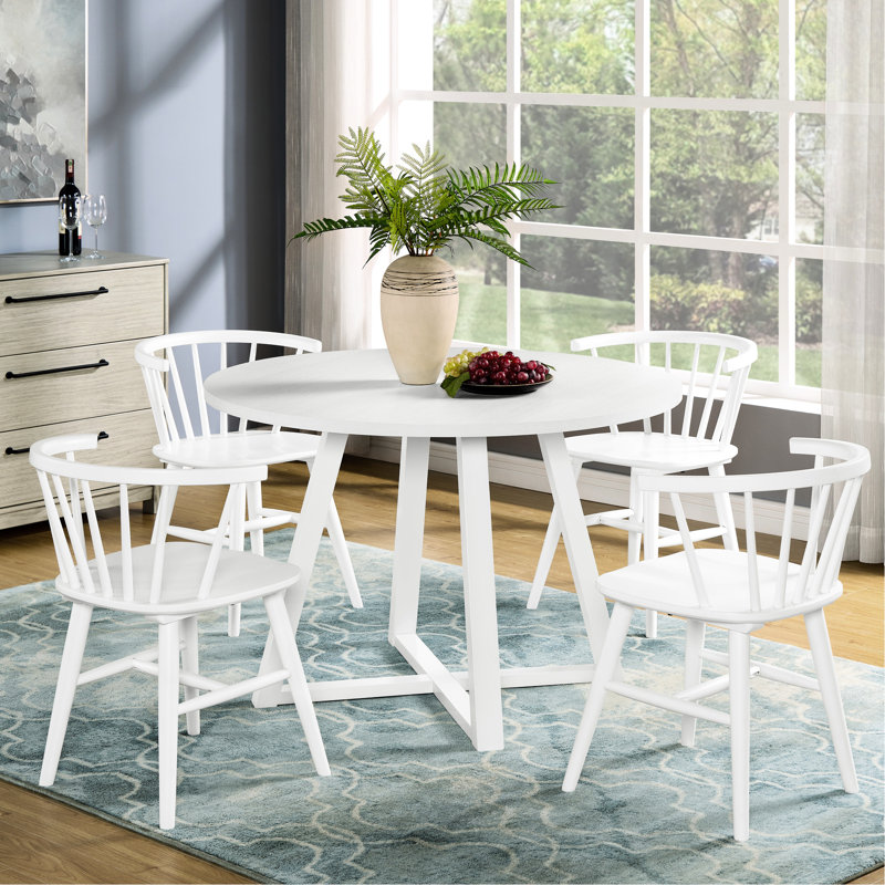 Ensemble de salle à manger 5 pièces avec table à tréteaux et 4 chaises Windsor