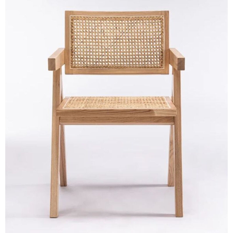Chaise de salle à manger Jamandi en noyer japonais avec cadre en bois massif Jamilla, Naturel