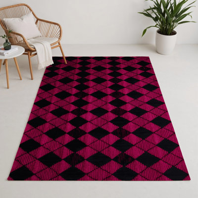 Tapis intérieur / extérieur mauve à carreaux