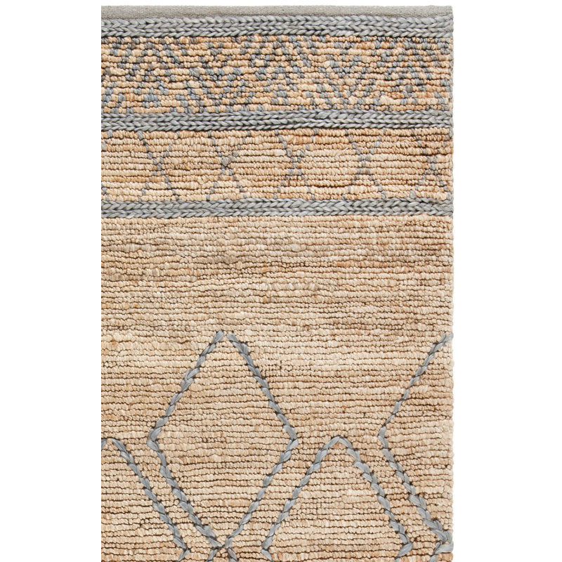 Tapis en jute tissé à la main Craddock, Tapis de couloir 2 pi 3 po x 8 pi