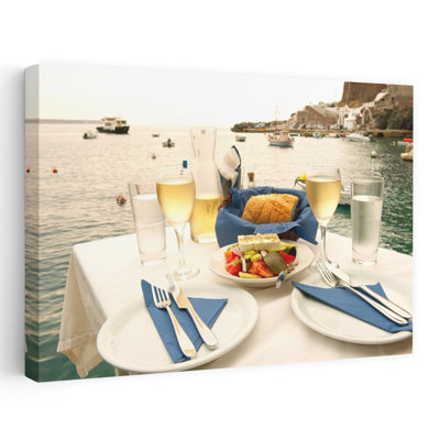 Food On A Table At The Seaside Ammoudia Santorini Cyclades Islands Greece Contemporary Art