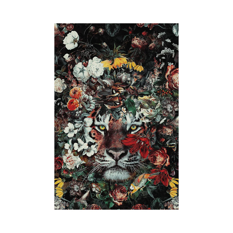 Flower Tiger Dark by Riza Peker - Wrapped Canvas Gallery-Wrapped Canvas Giclée, 101.6 cm H x 66.04 cm W