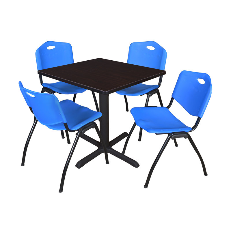 Table de salle à manger Neyland Cain, Bleu, 29" H x 30" L x 30" D, Gris