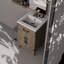 Meuble-lavabo gris en chêne gris avec comptoir en acrylique à la main et miroir-747899343