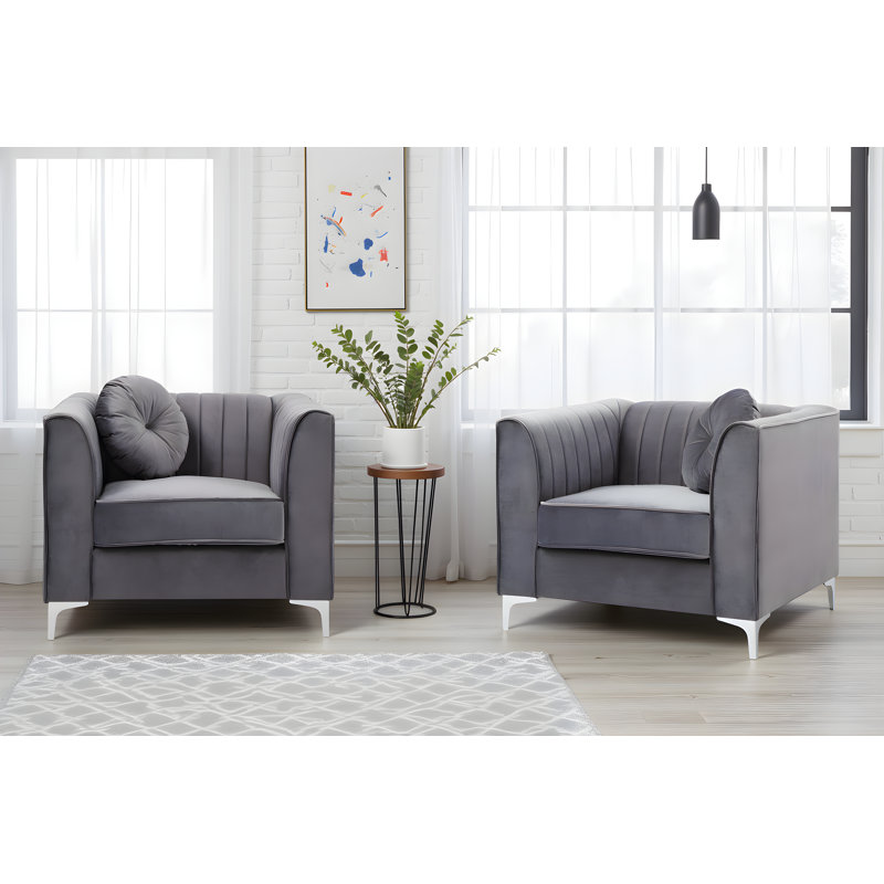 Chaise en velours de suède Tetouan, Gris, 2