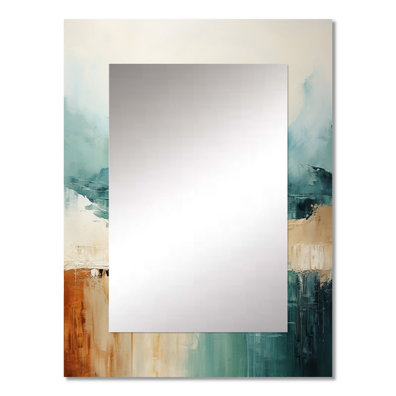 Minimalism Harmonic Horizon Landscape - Minimalism Mirror, Blue Decorative Wall Mirror, Printed Metal Art, 32" x 24"