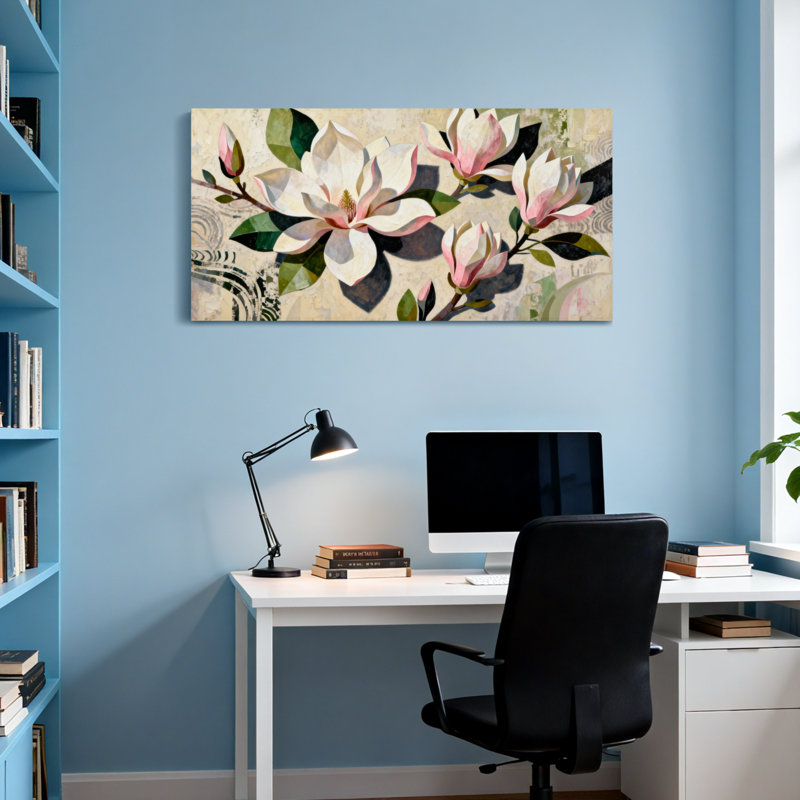 Plantes et fleurs fleurs de magnolia avec feuilles vertes et fond doux, H 20 po x l 40 po