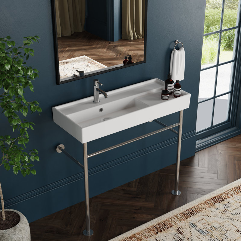 INTEGRA CONSOLE SINK, WHITE, CHROME, SINGLE HOLE DRILLING