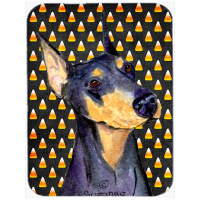 Planche à découper en verre caroline trésors doberman Halloween Candy Corn
