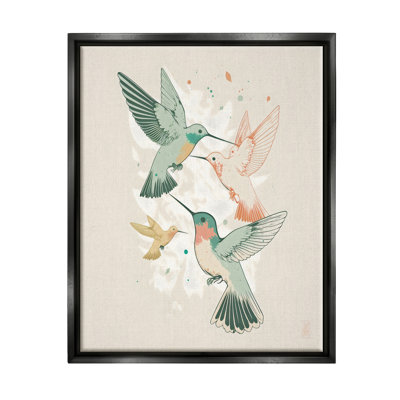 Hummingbirds On Beige, reproduction d'art sur toile