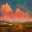 « pastoral coucher de soleil », reproduction sur toile tendue-20747467