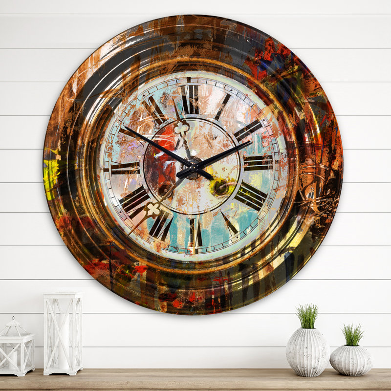 Les gens et le temps, peinture acrylique - horloge murale industrielle, Surdimensionné