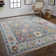 Tapis en laine Karina gris / bleu / rouille / jaune
