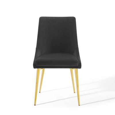 Viscount Modern Accent Performance Velvet Dining Chair In Black