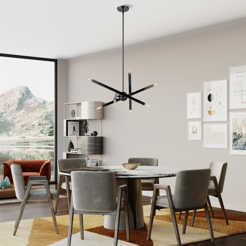 Monaco 8-Light Black Chrome Sputnik Chandelier