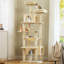 Arbre à chat robuste pour grands chats, tour de chat haute de 81 pouces avec 2 perchoirs, 2 condos et hamac spacieux, très grand XL avec 7 poteaux à griffer pour chats adultes de 20 lb et plus-511798827
