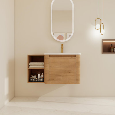 36"/40" Wall-Mounted Single Bathroom Vanity Set With Ceramic Sink
