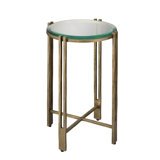 Metrical Iron Side Table, Antique Brass