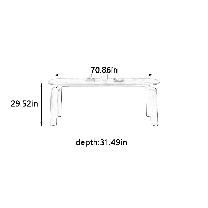 Table de salle à manger à créativité artistique, H 29,52 po x L 70,86 po x l 31,49 po