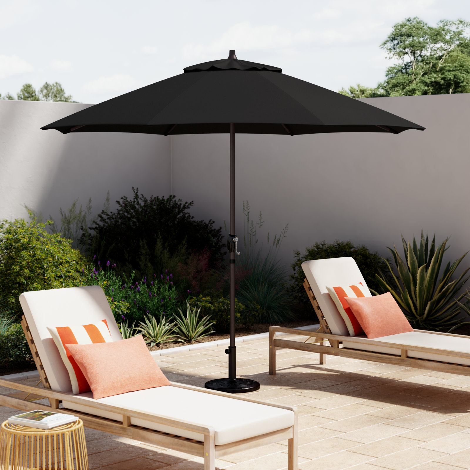 9' Market Sunbrella Umbrella, Canvas Black Sunbrella® Canvas
