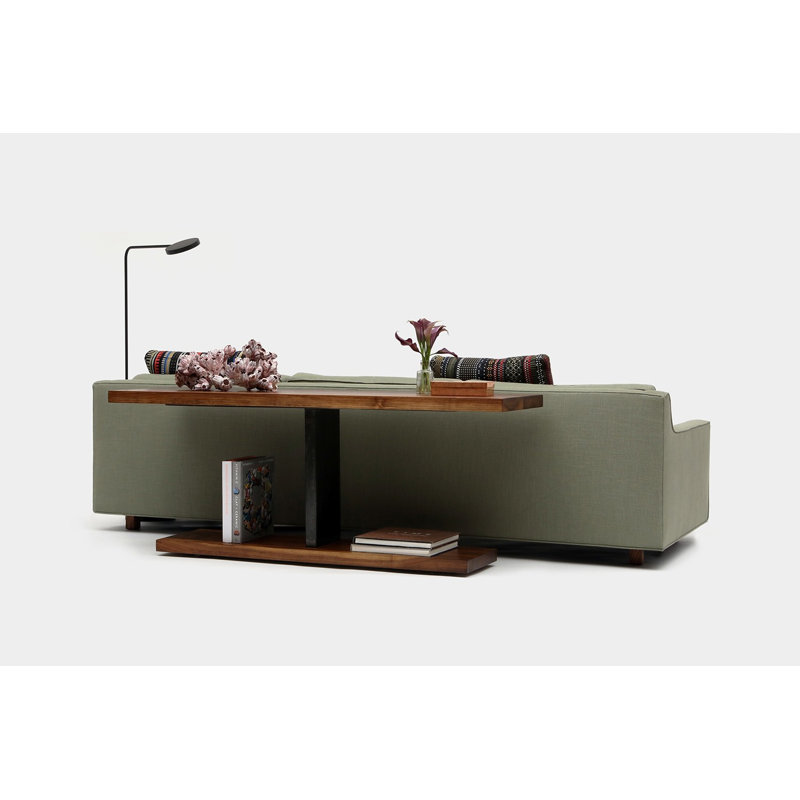Solid Wood Console Table, 24" H x 60" W x 18" D, Solid Walnut, Brushed Blackened Steel