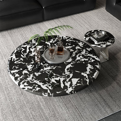 Italian round marble coffee table