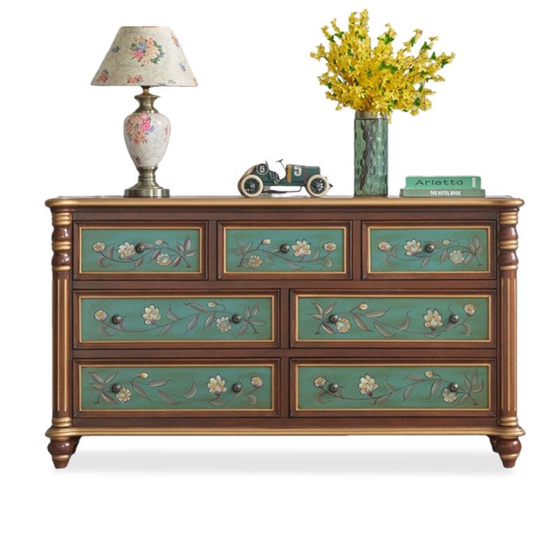 Buffet décoratif vert en bois massif, Vert