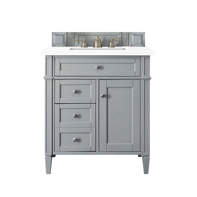 Brittany 30'' W Single Vanity, Saddle Brown, Carrara White, 8" Widespread