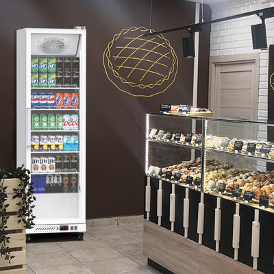 Réfrigérateur commercial pour boissons, 12,4 pieds cubes Pi. Réfrigérateur vertical à boissons