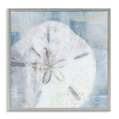 «Pastel Blue Sand Dollar Seashell» par Nina Blue - cadre flottant, impression sur bois