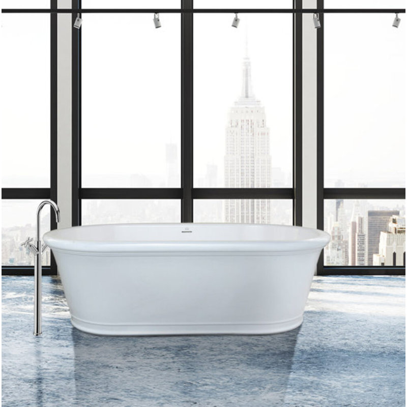 Tribeca 67.5'' L Freestanding Soaking Bathtub, Polished Nickel, Matte White