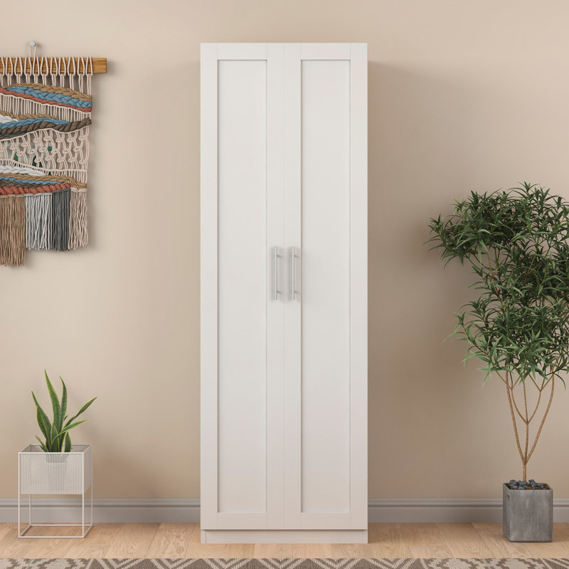 Armoire haute et armoire de cuisine avec 2 portes et 3 cloisons pour séparer 4 espaces de rangement, blanc