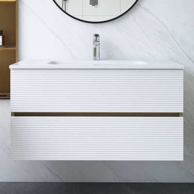 36 In.  Wall-Mounted Bathroom Vanity With 2 Drawers