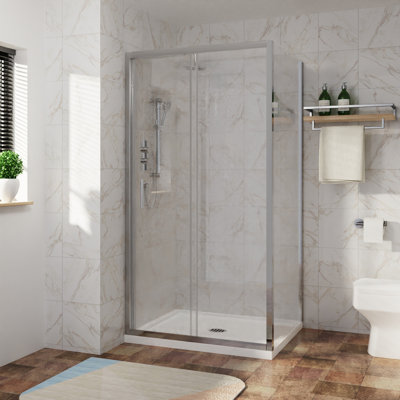 Shannice Bathroom Shower Enclosure Cubicle Sliding Door with 760mm Side Panel Screen - 1900 x 1000 mm
