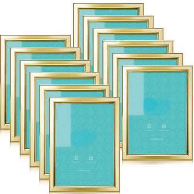 5X7 Picture Frames (12 Pack, Gold) Simple Designed Photo Frame With High Definition Glass For Wall Mount & Table Top Display, Set Of 12 Classic Collection