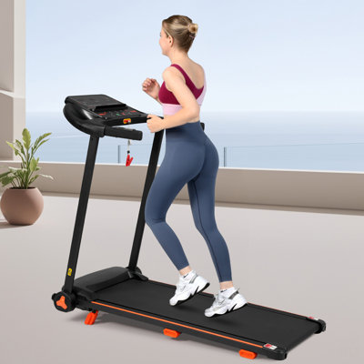Treadmills For Home, 2.5HP Quiet Folding Treadmill With Heart Rate Sensor,  300Lbs Weight Capacity, 7.5MPH, Incline Treadmill With USB Charge Station For Android & Bluetooth Speaker, 6 Shock-Absorbing