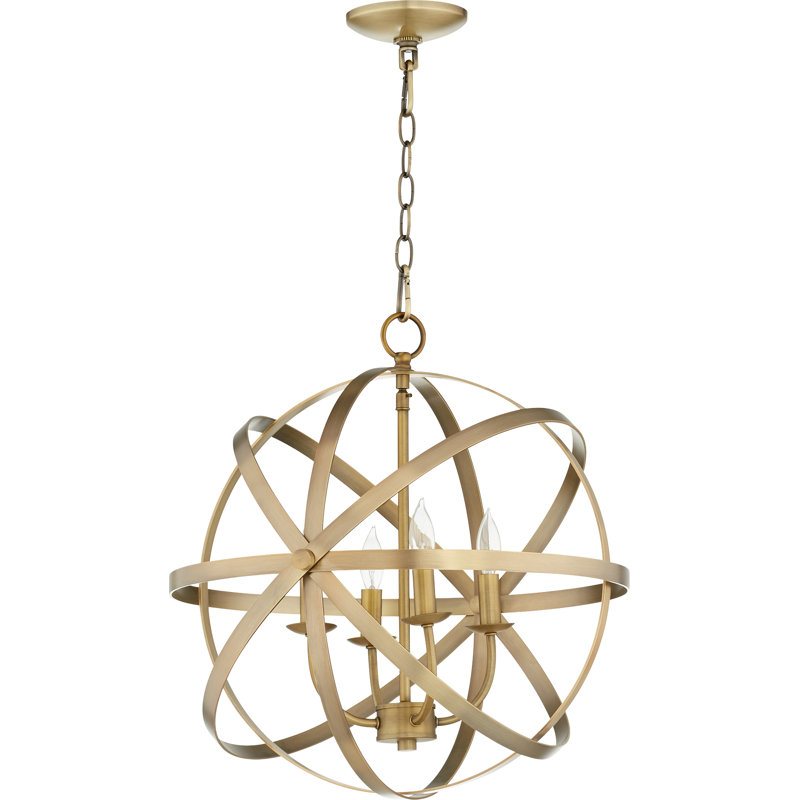 Brylan 4 - Light Dimmable Globe Chandelier, Aged Brass
