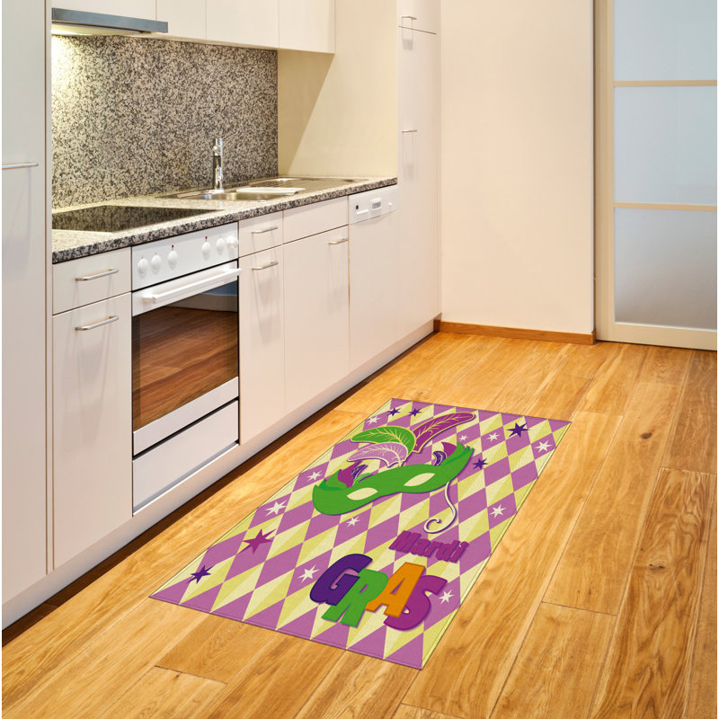 Mardi Gras High Density Long Fiber Poly Threads Decorative Area Rug Carpet, Rectangle 2'7" x 5'