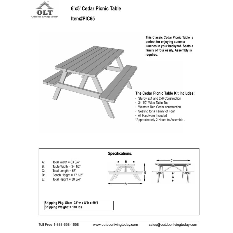 Ensemble de table de pique-nique en cèdre