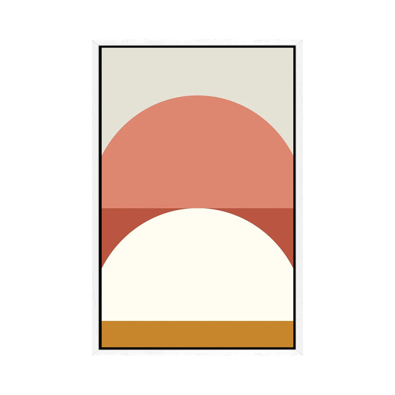 Geometric - Print on Canvas, 152.5 cm H x 101.5 cm W, White Framed, Silver/White/Orange