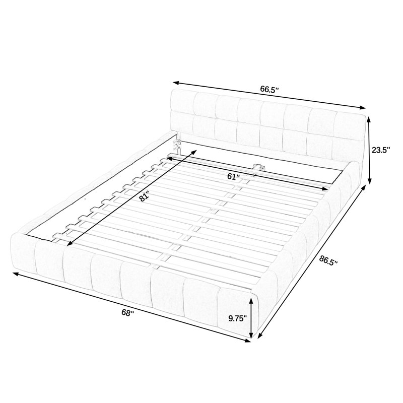 Upholstered Queen Size Bed - Pink Chenille Fabric Platform With Headboard And Construction No Box Spring Frame, Pink