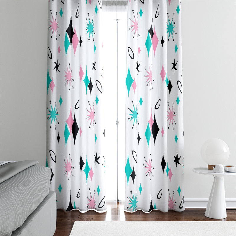 Panneaux de rideaux géométriques semi-transparents, l 20 po x L 52 po