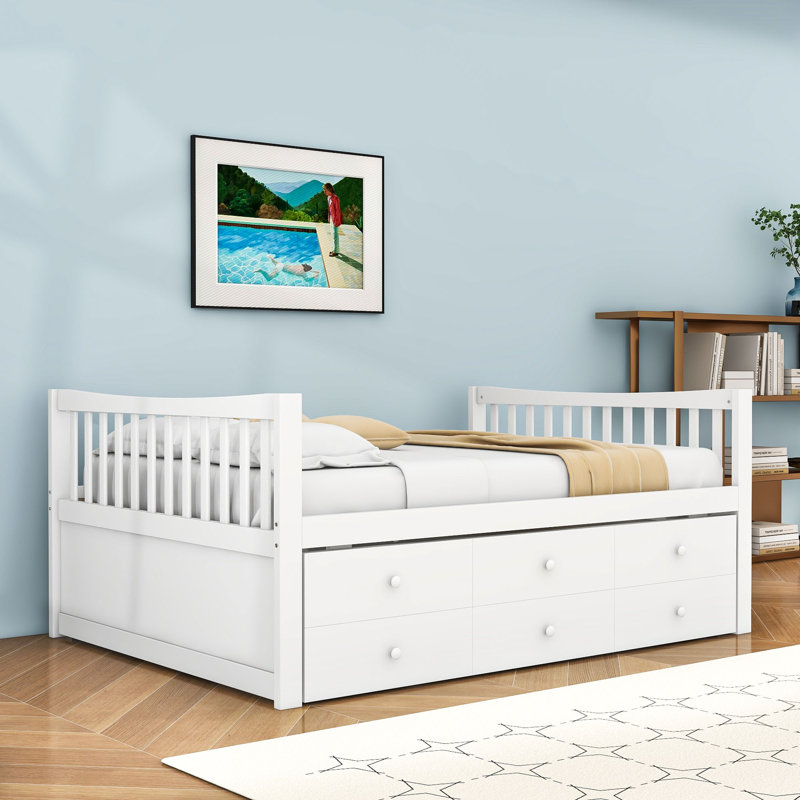Marlar 3 Drawers Wooden Daybed with Trundle, Full/Double, White