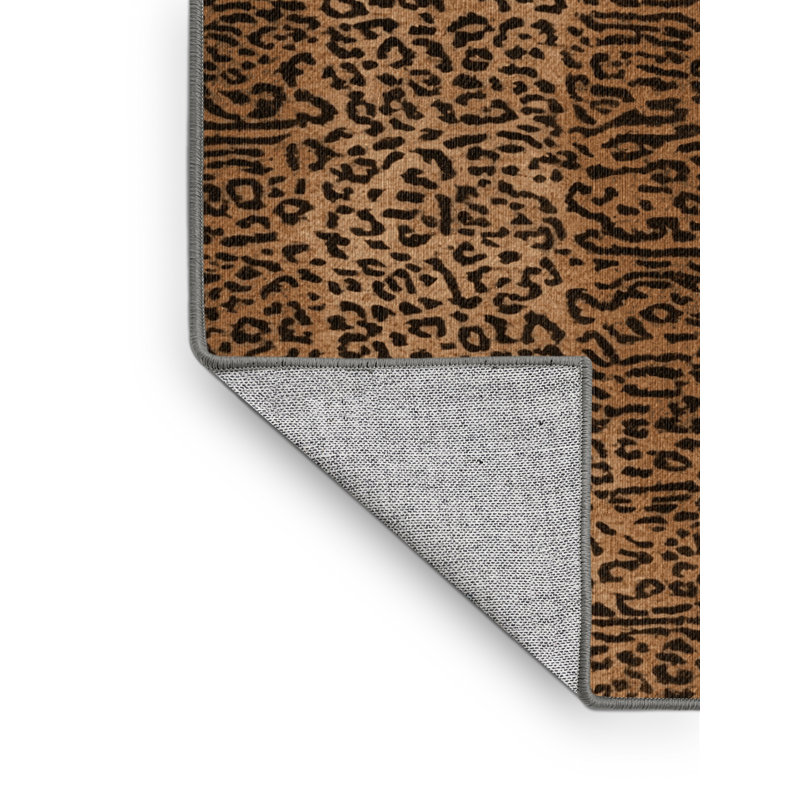 Washable Indo Chinese Leopard Big Cats Area Rug