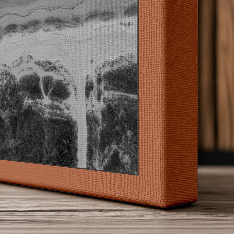 Waves Breaking Coastal - Wrapped Canvas, 24x16 - 61.0 x 40.6 cm, Terracotta Border