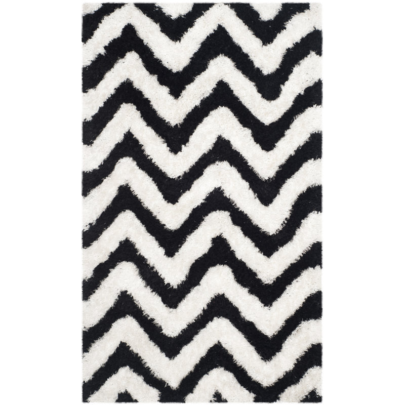 Barcelona Shag Hand Tufted Performance Chevron Rug, Rectangle 5' x 8'