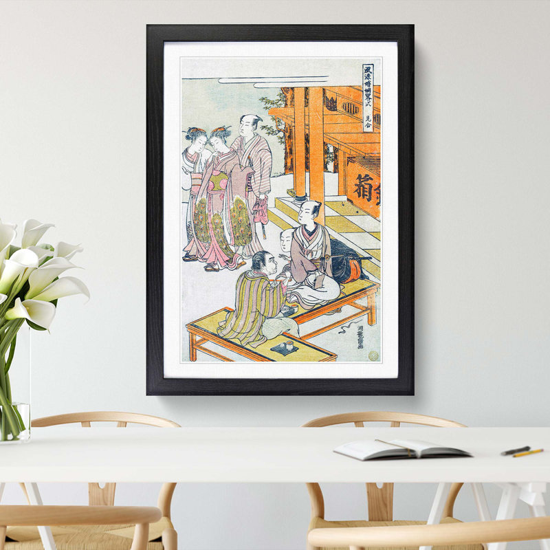 View to Marriage by Isoda Koryusai - Picture Frame Painting Print, 48cm H x 36cm W x 2cm D, Black Framed