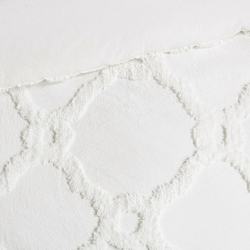Très grand / très grand lit. 3 pièces en chenille de coton géométrique. Remplir. 2 taies décoratives. . Motif d'édredon facile à nettoyer. Rembourrage 100%. Assorti lavable à la machine