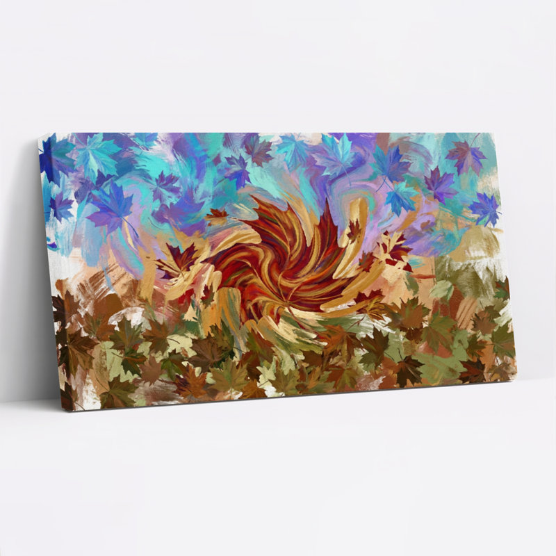 «Abstract Autumn Leaves», ensemble de 1 reproduction d'art sur toile tendue sur toile, H 12 po x l 36 po